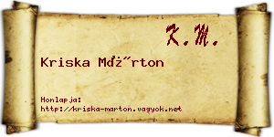 Kriska Márton névjegykártya